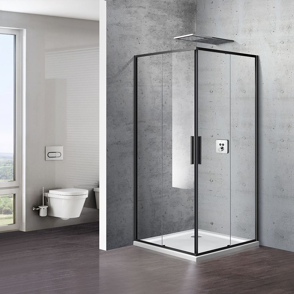 Start & Art Black Ecoline Douchecabine Slide Door 90x90x190