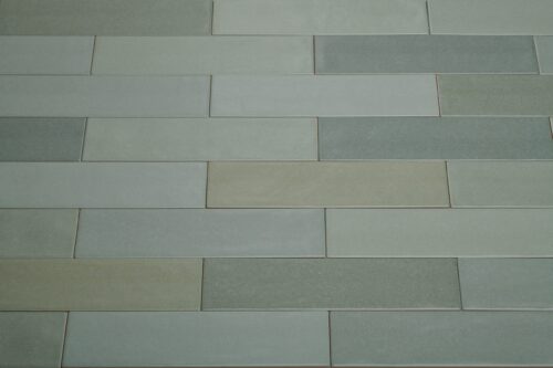 Wandtegel Tempo Sage 6,5x25 in halfsteensverband | Sanimaster