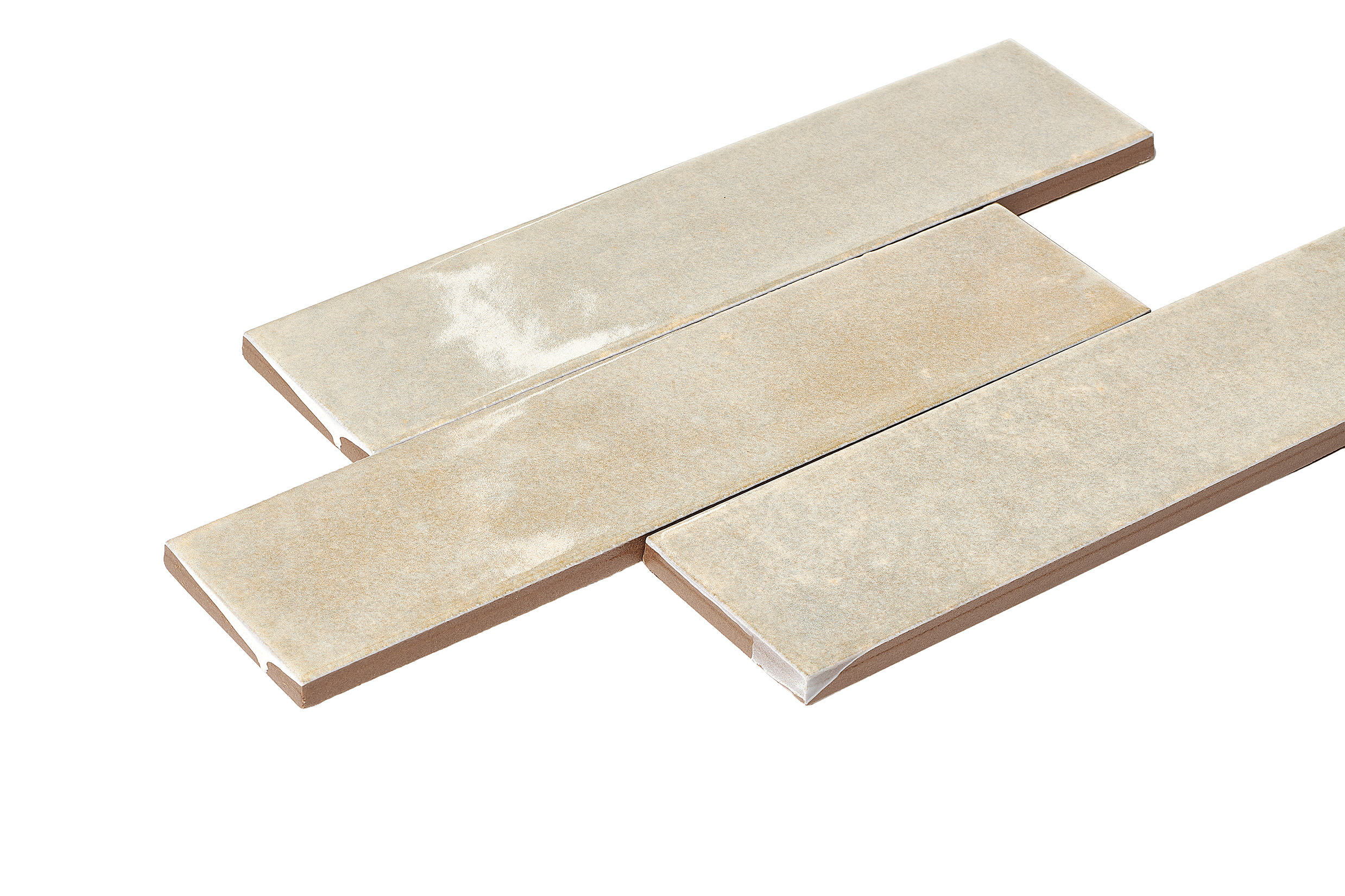 Sample crèmewit met groene ondertoon 6×25 cm – serie Oxford