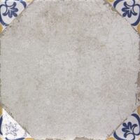 Sample grijs vintage met delfts blauwe hoekdecor 22,5×22,5 cm – serie Cezanne