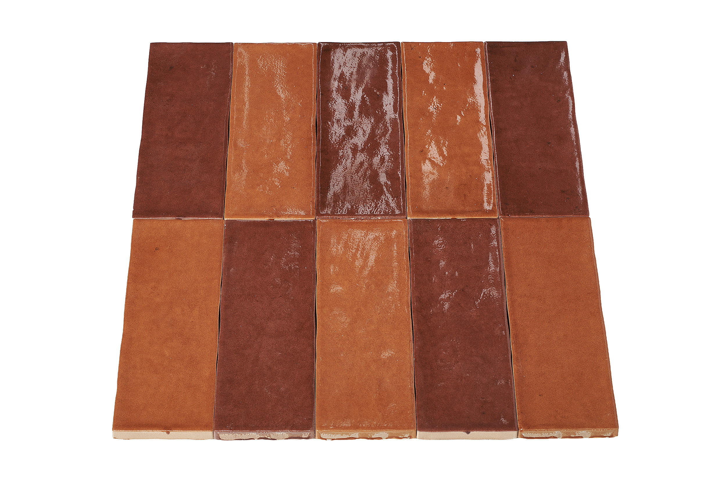 Wandtegel mix - bordeaux & terracotta 5x15 cm - serie Talya