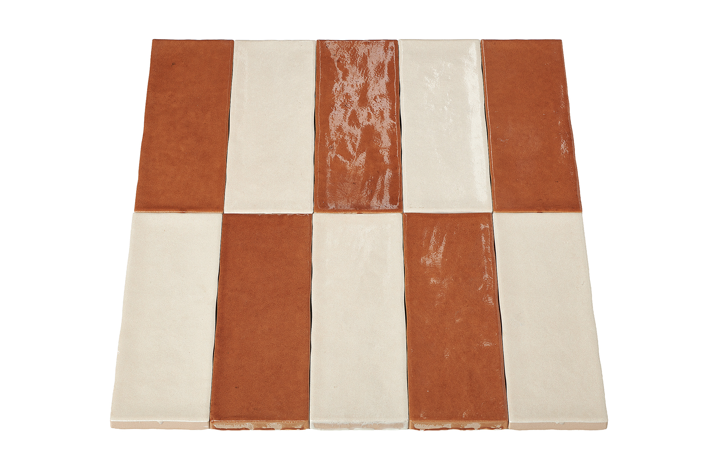 Wandtegel mix - terracotta & crème 5x15 cm - serie Talya
