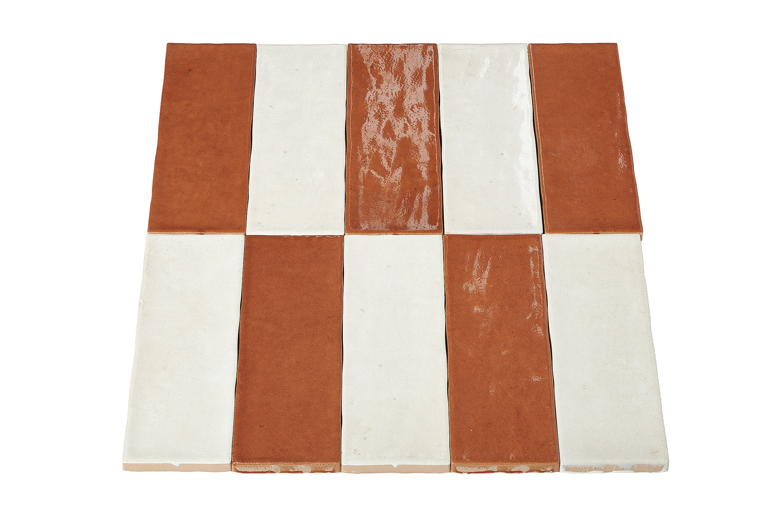 Wandtegel mix - terracotta & gebroken wit 5x15 cm - serie Talya