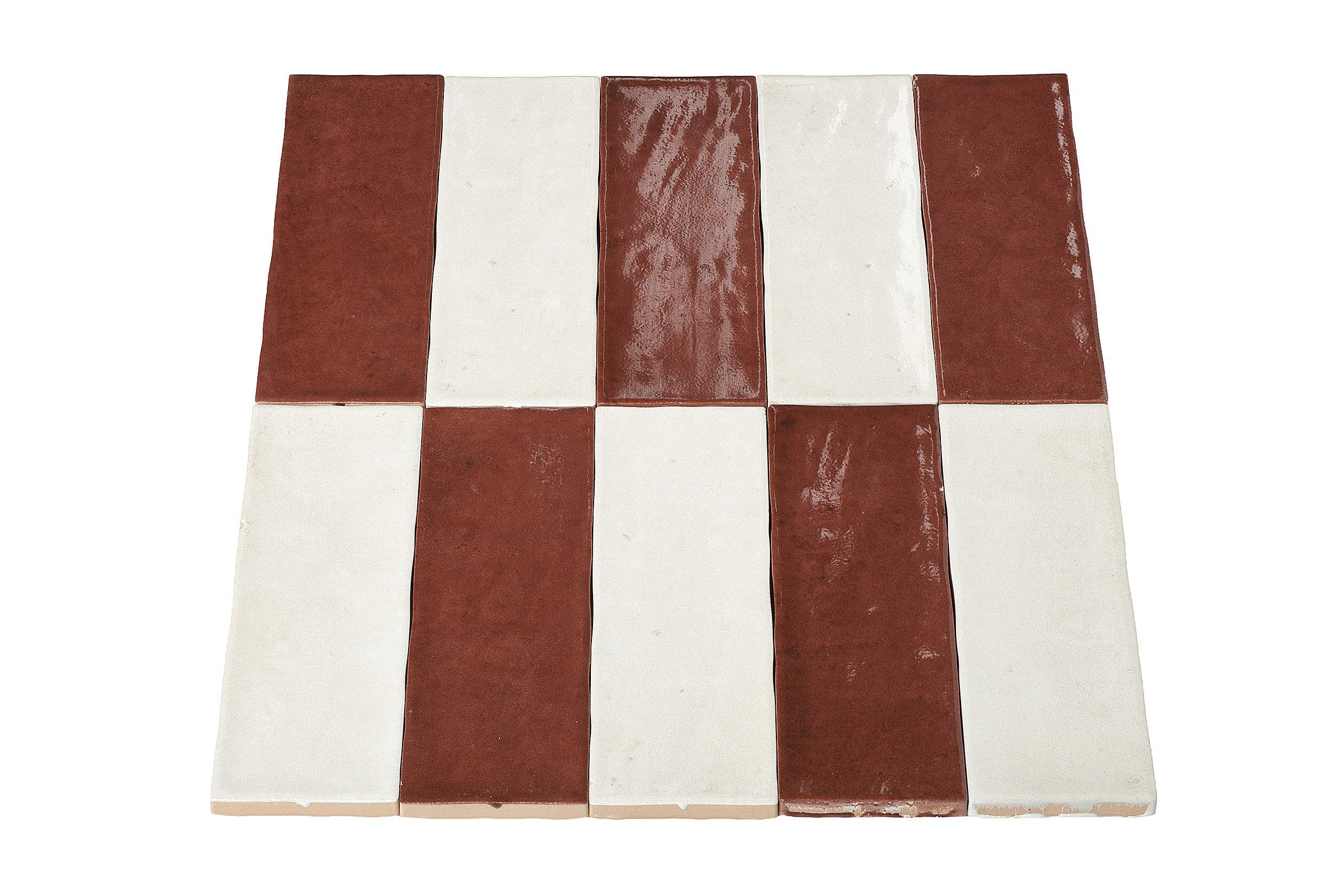 Wandtegel mix - bordeaux & gebroken wit 5x15 cm - serie Talya
