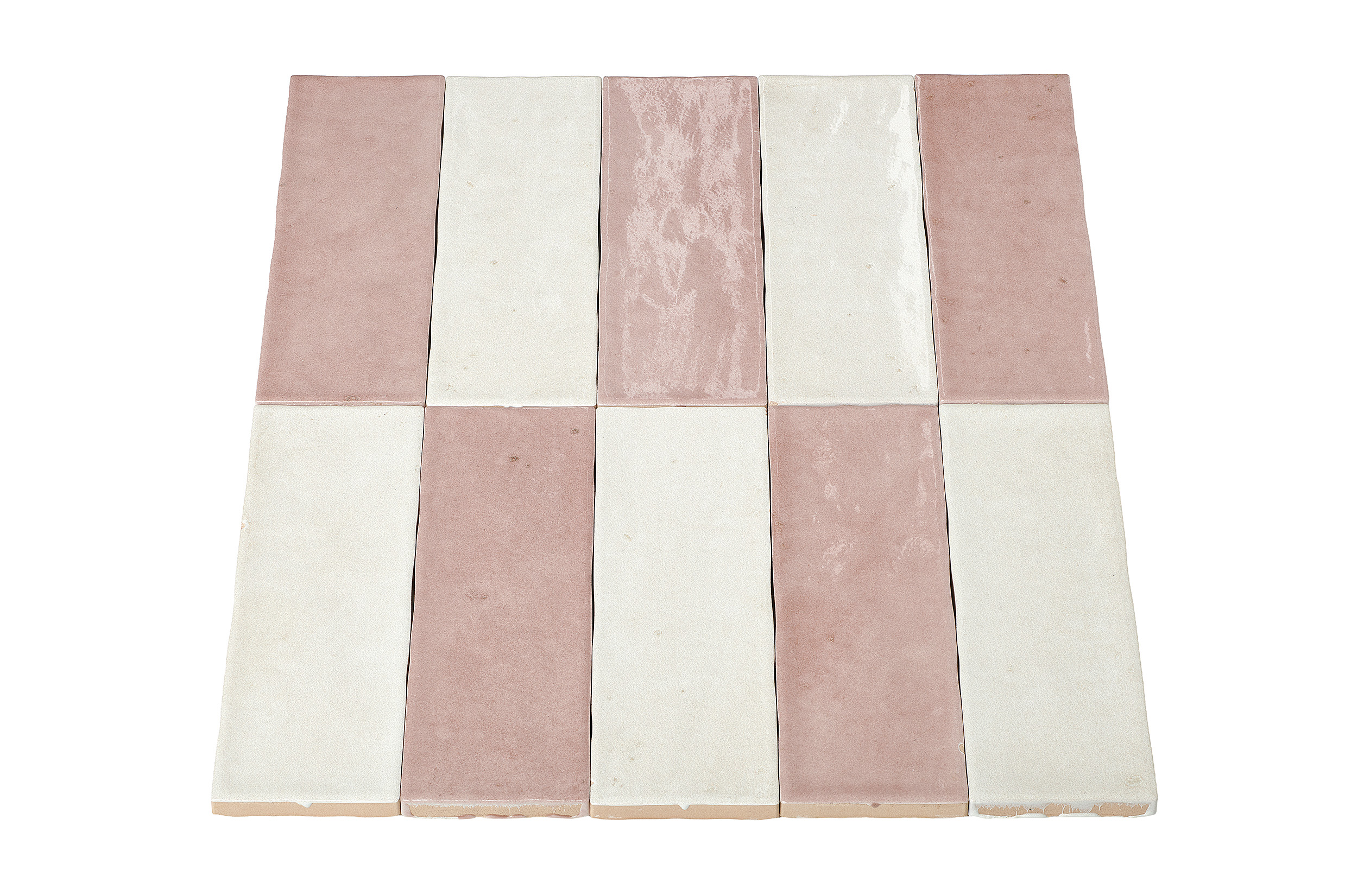 Wandtegel mix - roze & gebroken wit 5x15 cm - serie Talya