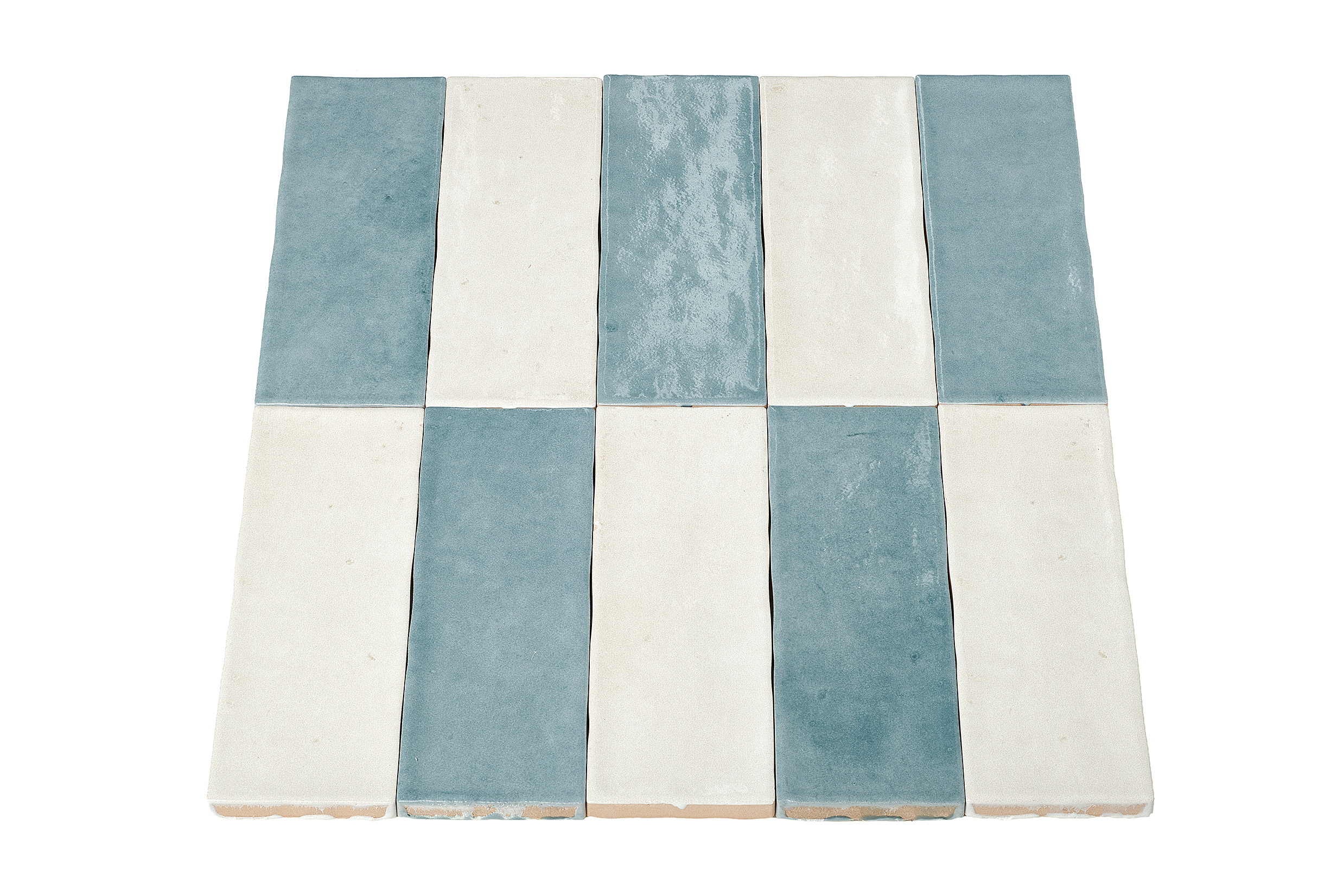 Wandtegel mix - blauw & gebroken wit 5x15 cm - serie Talya