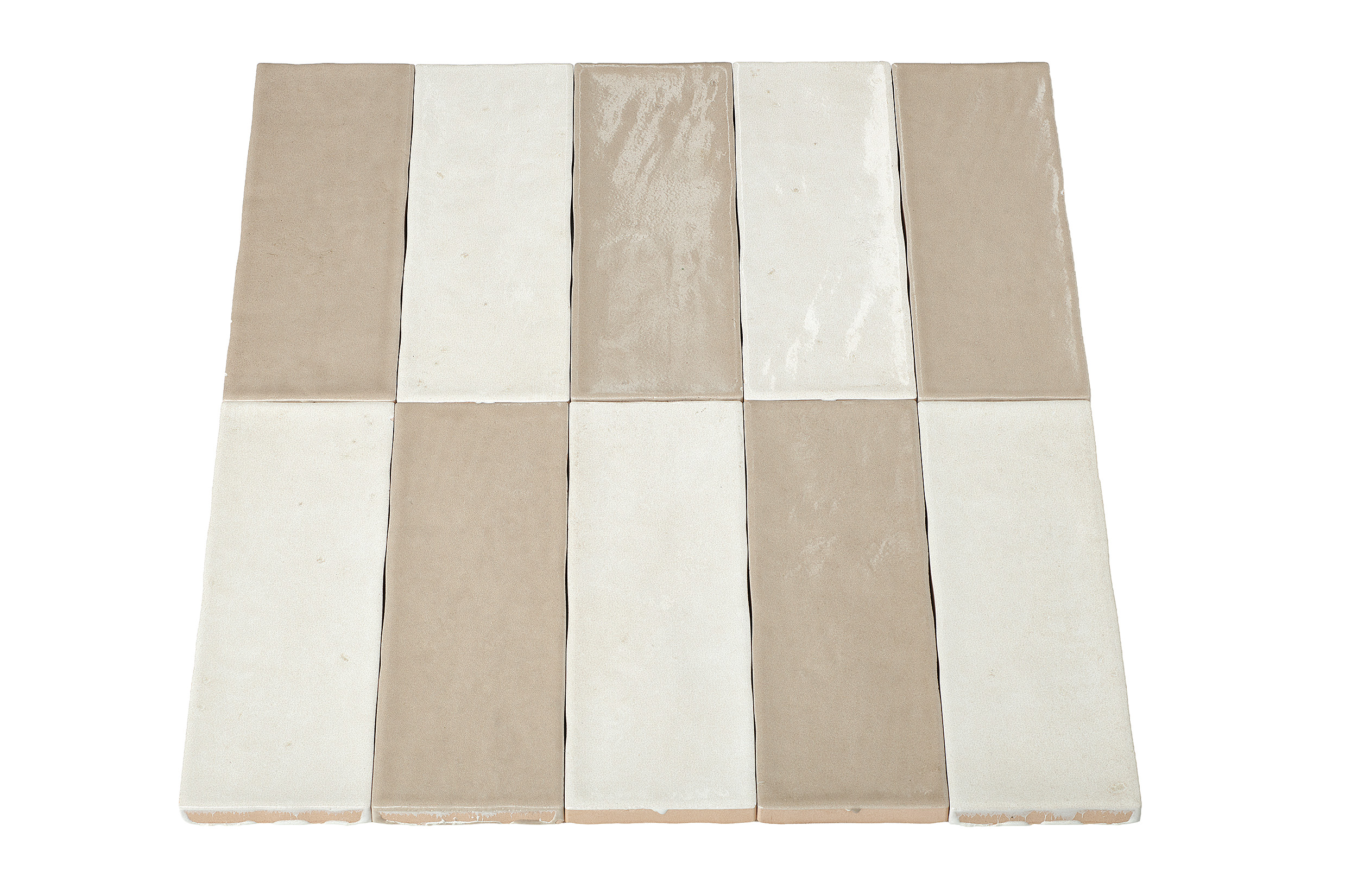 Wandtegel mix - taupe & gebroken wit 5x15 cm - serie Talya