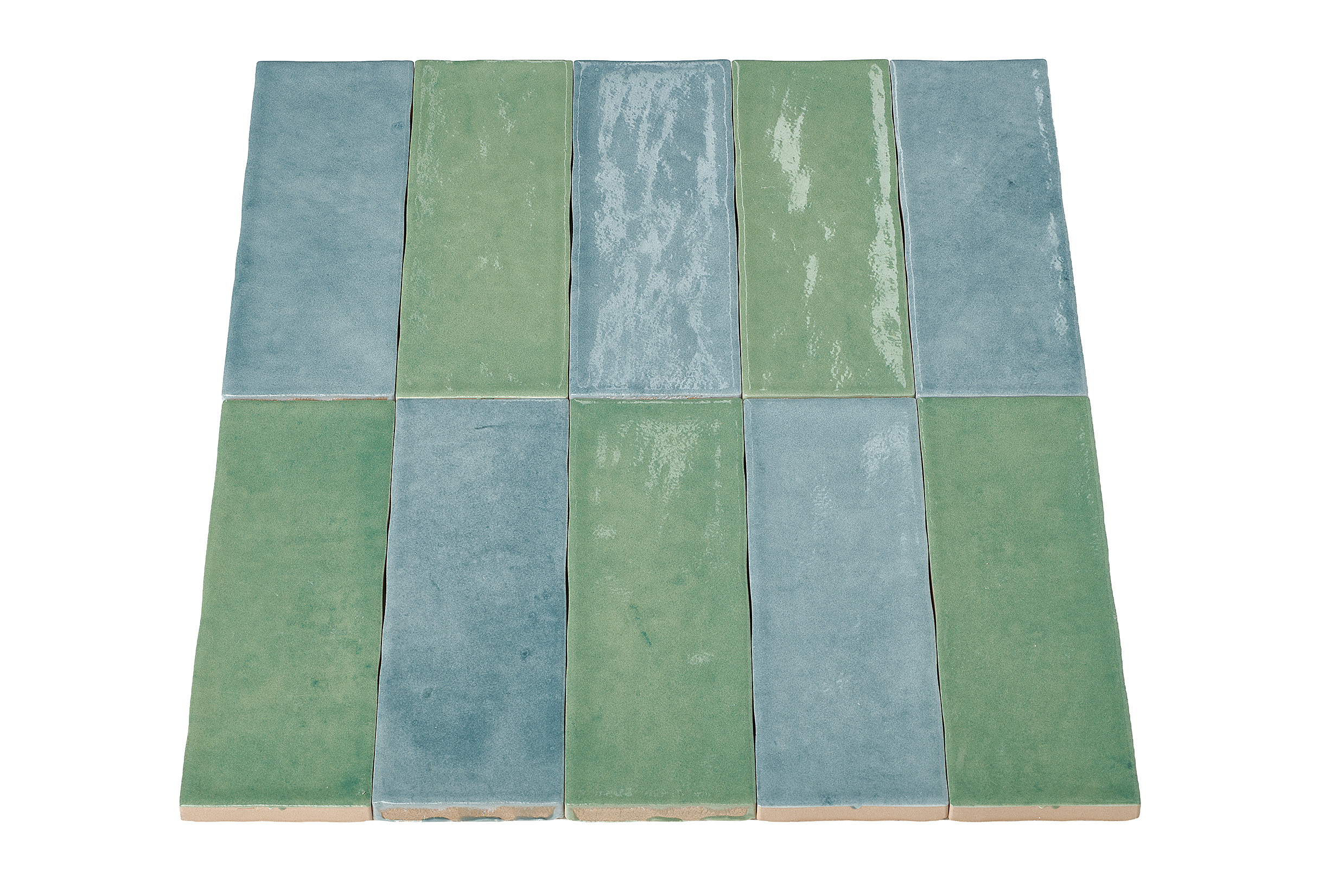 Wandtegel mix - groen & blauw 5x15 cm - serie Talya