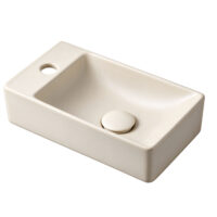 Fontein mat crème rechthoekig 38x22 cm – kraangat links