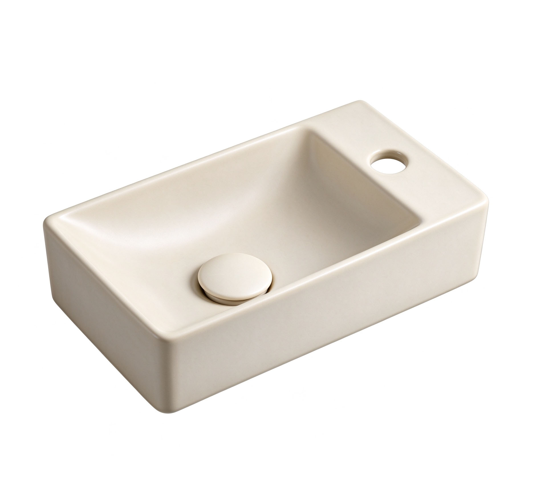 Fontein mat crème rechthoekig 38x22 cm – kraangat rechts