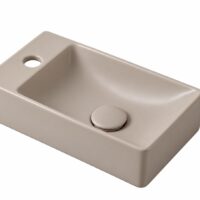 Fontein mat taupe rechthoekig 38x22 cm – kraangat links