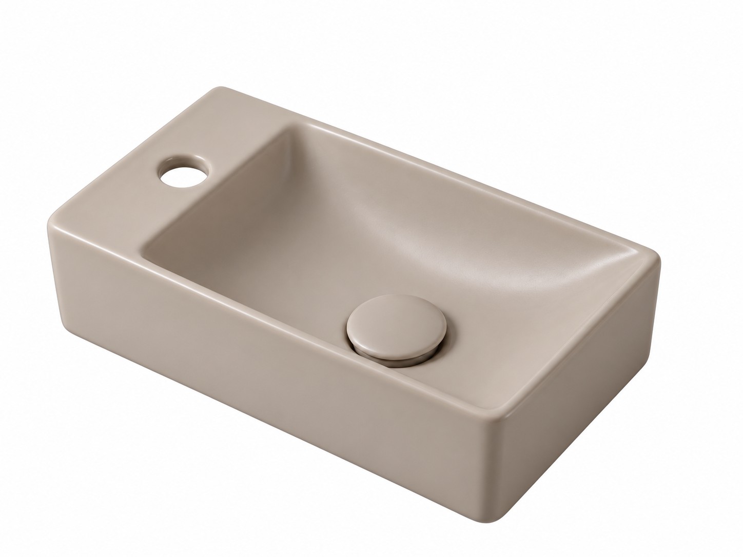 Fontein mat taupe rechthoekig 38x22 cm – kraangat links