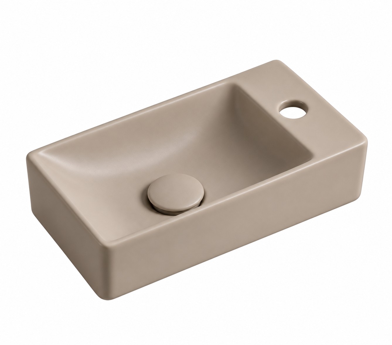 Fontein mat taupe rechthoekig 38x22 cm – kraangat rechts