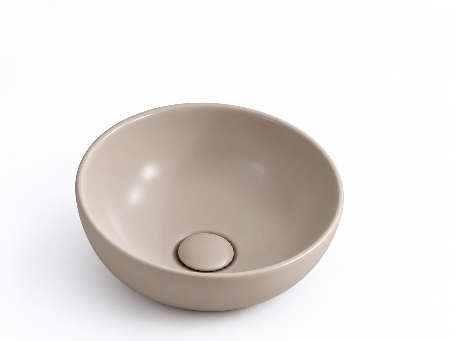 Waskom mat taupe rond 24x11 cm