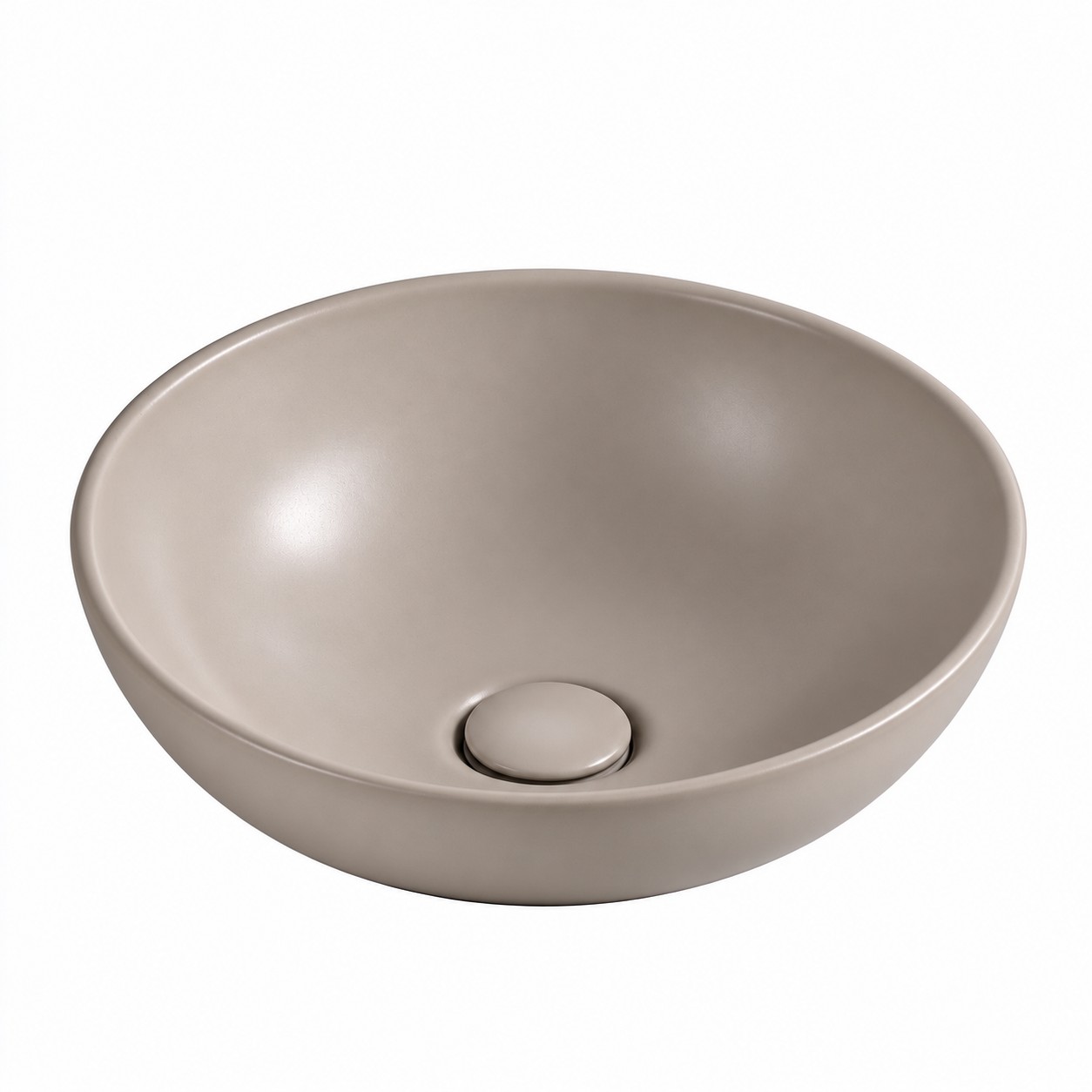 Waskom mat taupe rond 40x14,5 cm