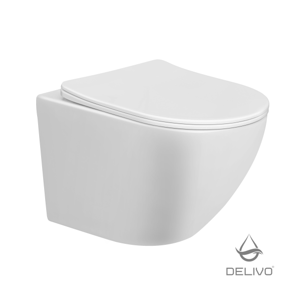 Een wit glans toilet van Delivo