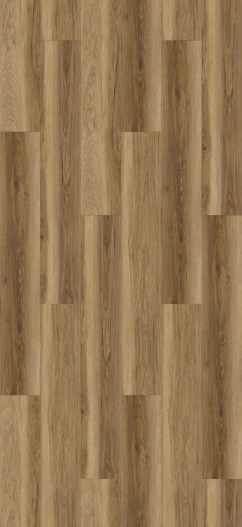 Afbeelding van een PVC vloer met een houtnerf patroon in lichte en donkere bruintinten, met een natuurlijke en warme uitstraling. van Sanimaster