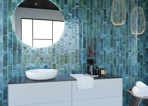 Sfeerfoto van een badkamer met Brunei Mar tegels