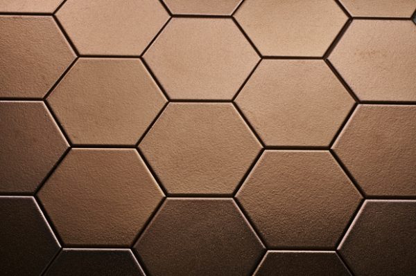 Wandtegel Hexagon Onda bronze | Sample Hexagon Aged Bronze 15x17