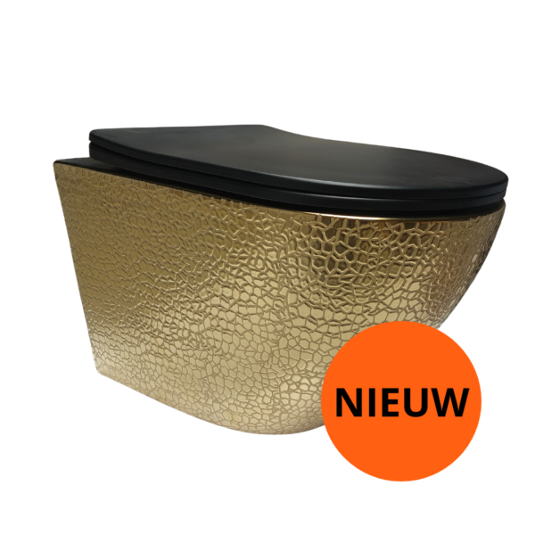 Hangend toilet croco goud/zwart Livorno van Sanimaster