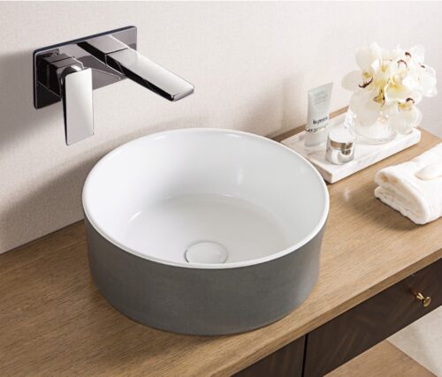 Waskom platina/wit rond