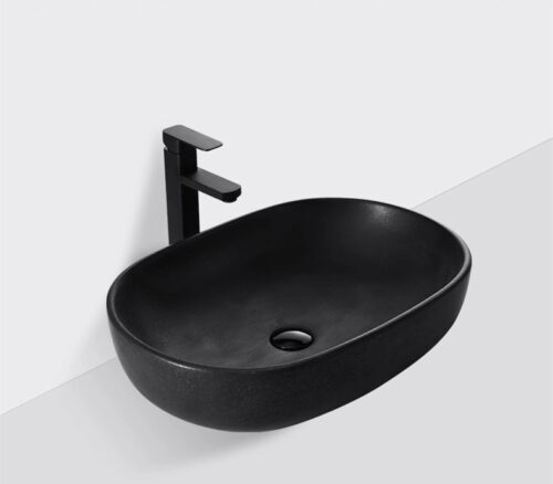Waskom mat zwart ovaal