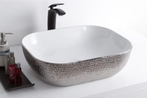 Waskom croco platina rechthoekig