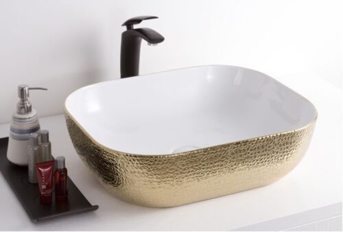 Waskom croco goud rechthoekig