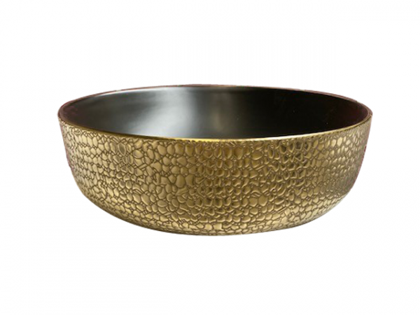 Waskom croco goud/zwart rond
