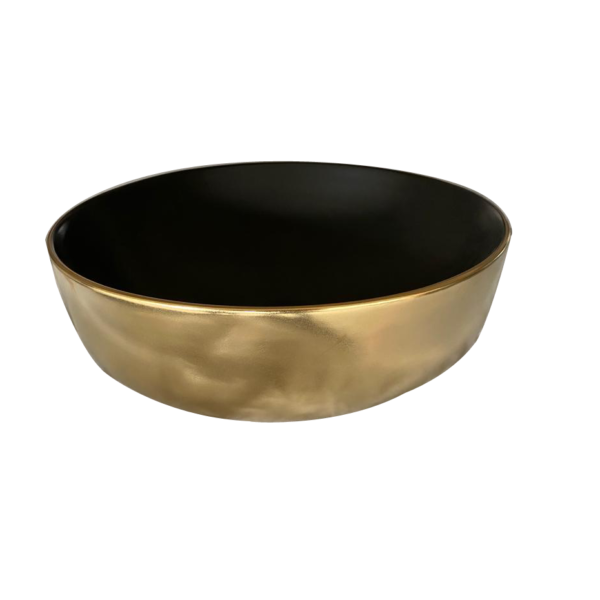 Waskom mat zwart/goud rond van Sanimaster