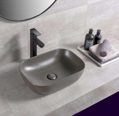 Waskom gun metal rechthoekig