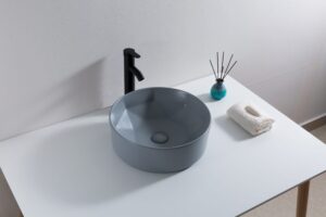 Waskom mat lichtgrijs rond