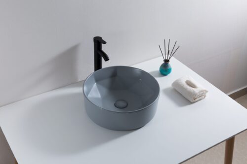 Waskom mat lichtgrijs rond